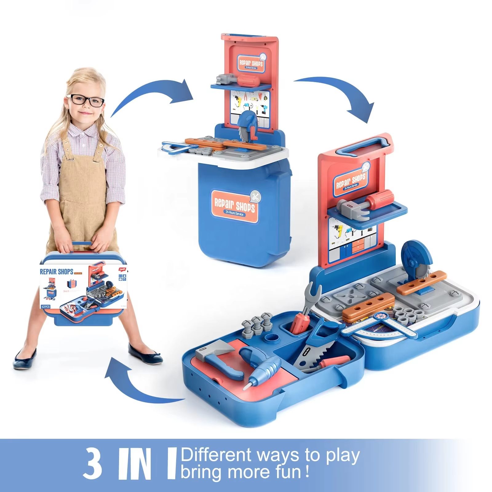 Kids Tool Play-set 43-Piece Repair Shop Playset for Creative Learning and Safe Play (14)