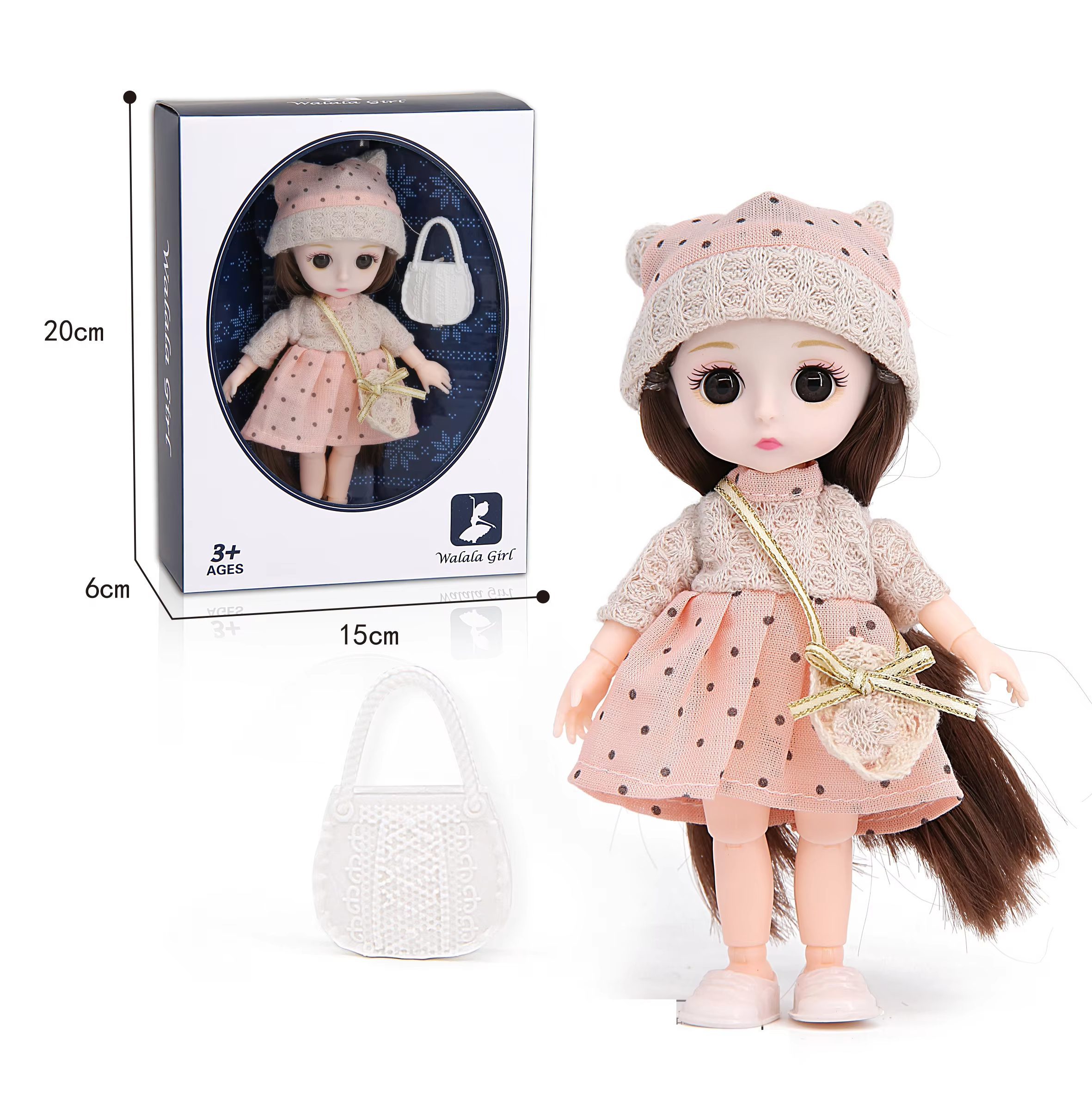 Mini Fashion Doll 15cm with Accessory Set - Perfect for On-the-Go Play and Collection (5)
