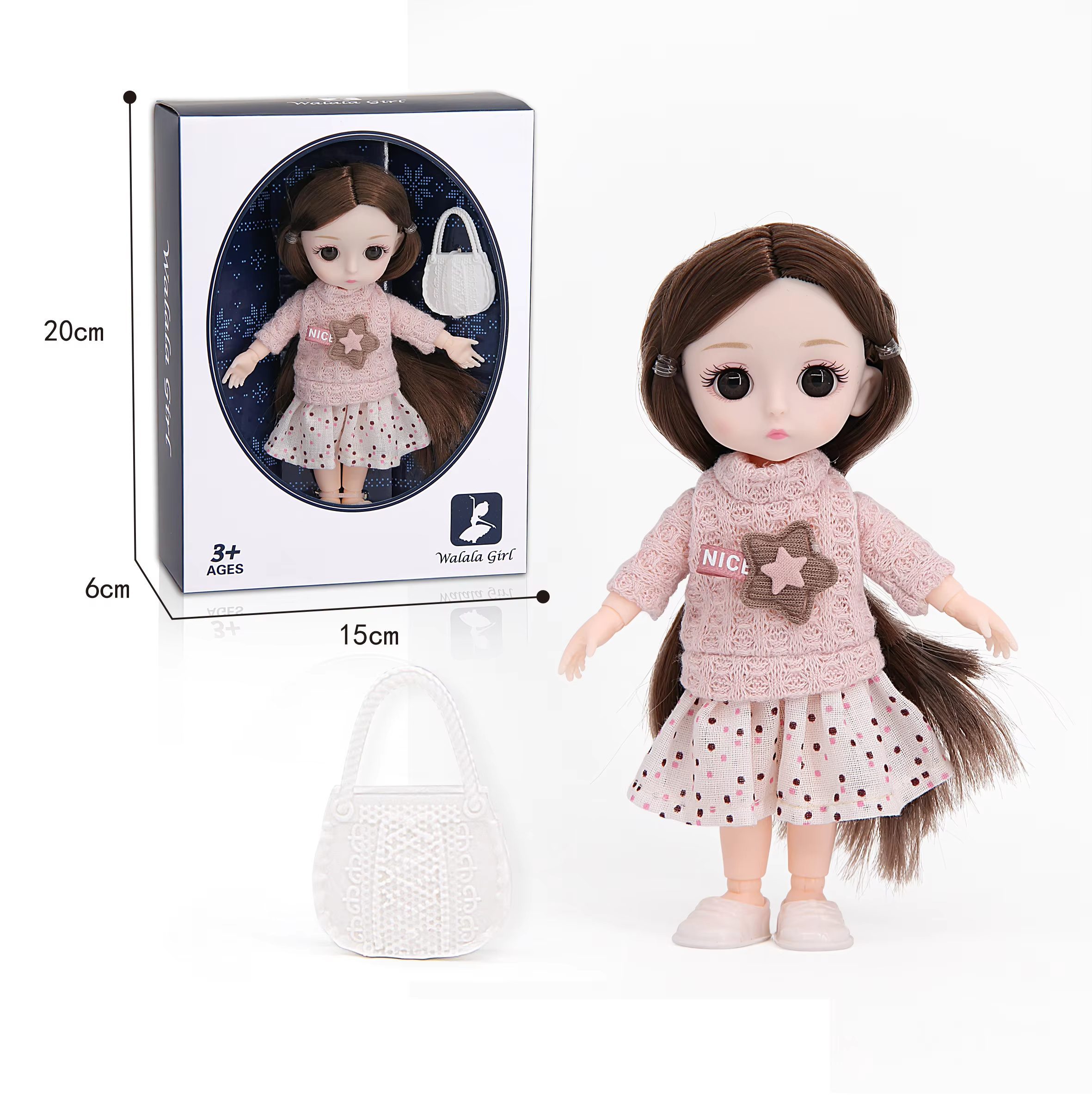Mini Fashion Doll 15cm with Accessory Set - Perfect for On-the-Go Play and Collection (8)