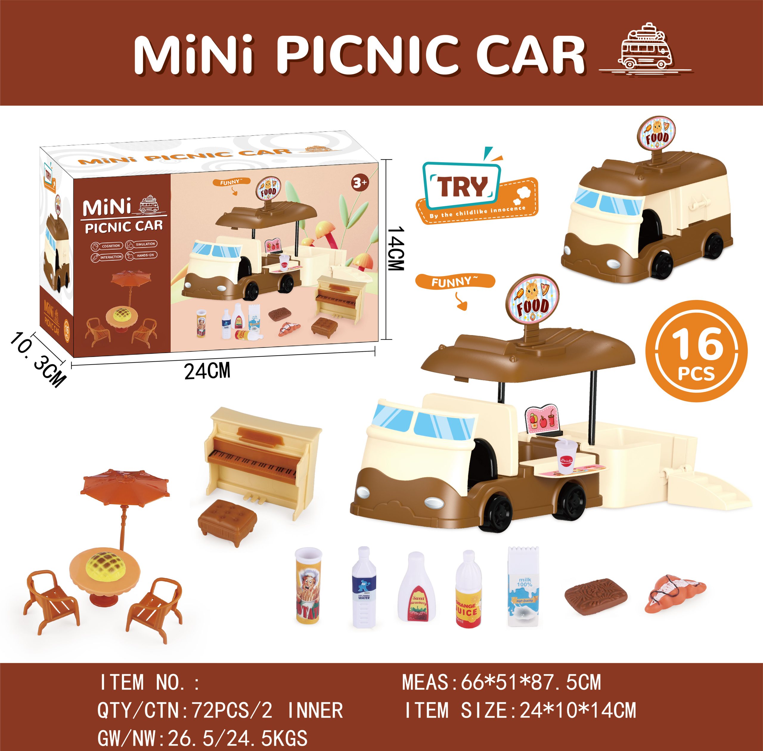 Mini Picnic Car Playset Colorful Food Truck Toy with Picnic Accessories for Endless Imaginative Play (10)