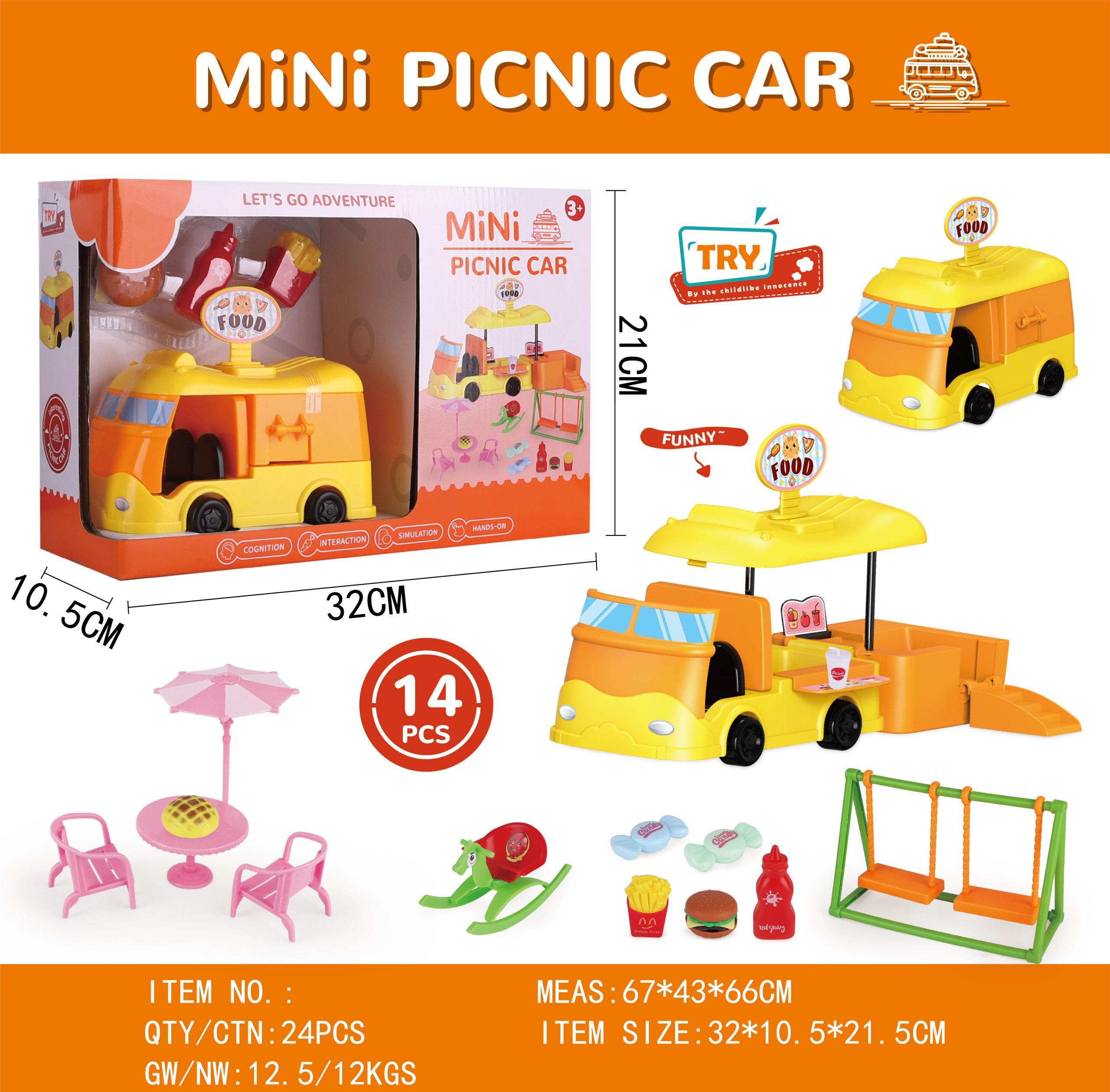 Mini Picnic Car Playset Colorful Food Truck Toy with Picnic Accessories for Endless Imaginative Play (3)