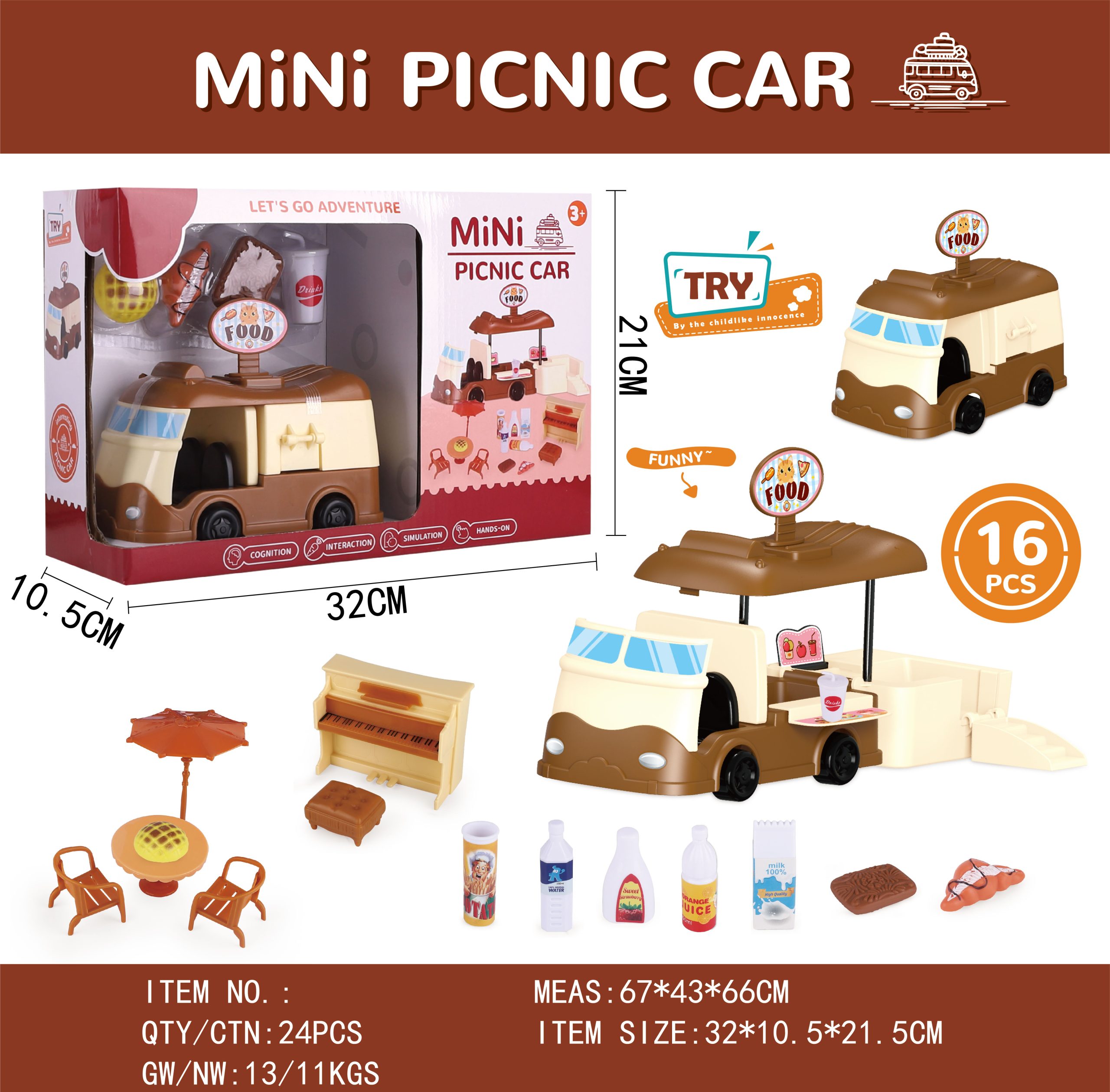 Mini Picnic Car Playset Colorful Food Truck Toy with Picnic Accessories for Endless Imaginative Play (5)