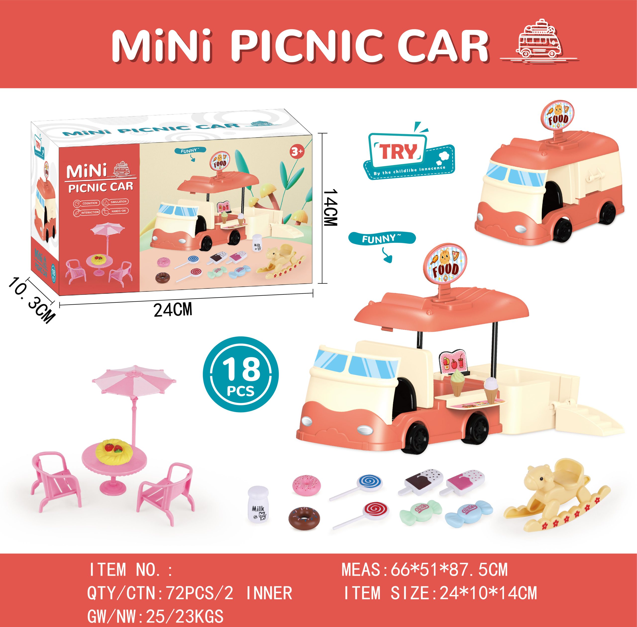 Mini Picnic Car Playset Colorful Food Truck Toy with Picnic Accessories for Endless Imaginative Play (7)