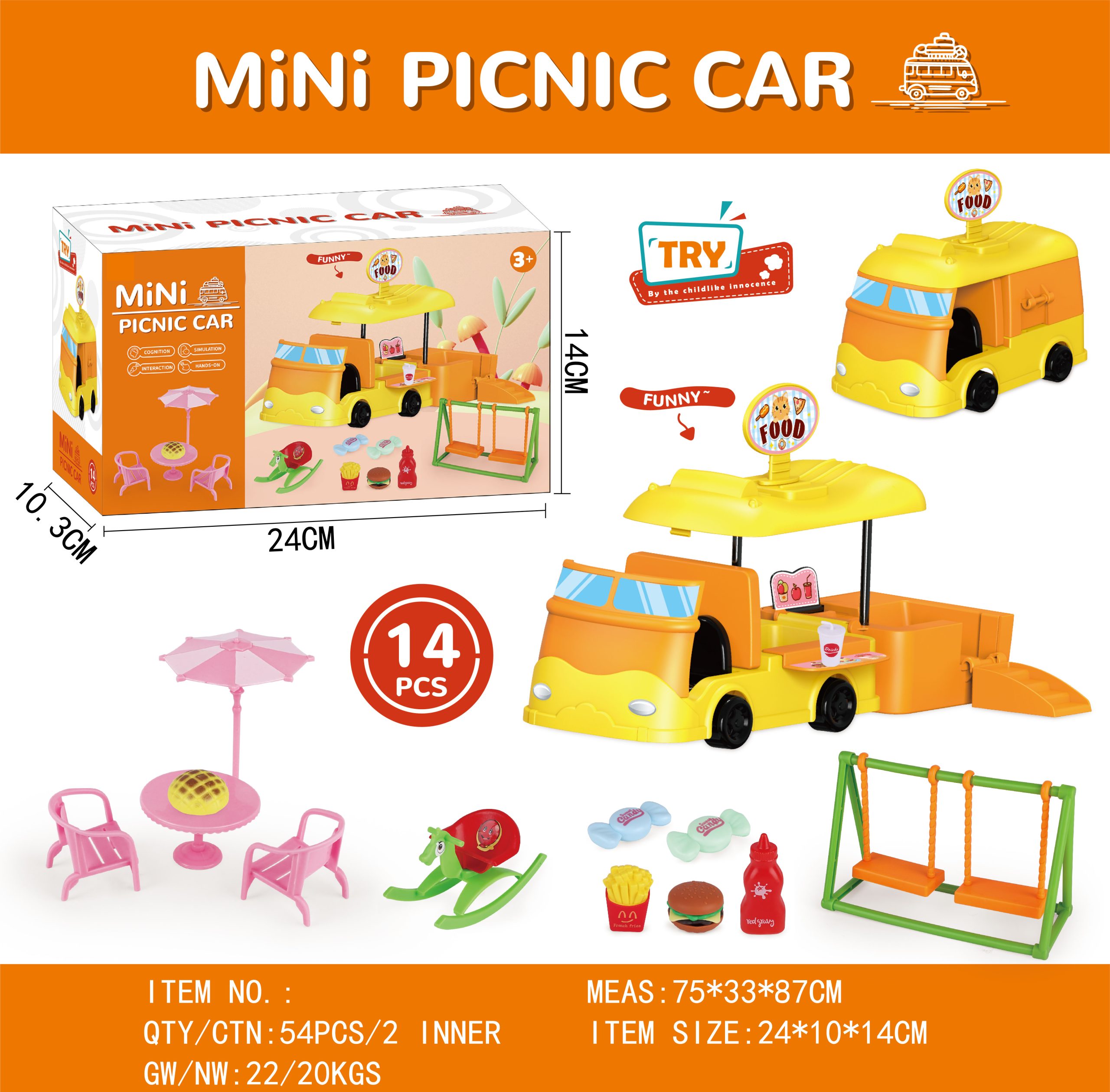 Mini Picnic Car Playset Colorful Food Truck Toy with Picnic Accessories for Endless Imaginative Play (8)