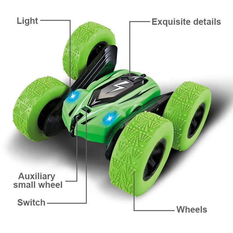 Radio-Controlled Stunt Car High-Performance 2.4GHz with 360° Rotation, LED Lights, and Durable Design - Red and Green Options (7)
