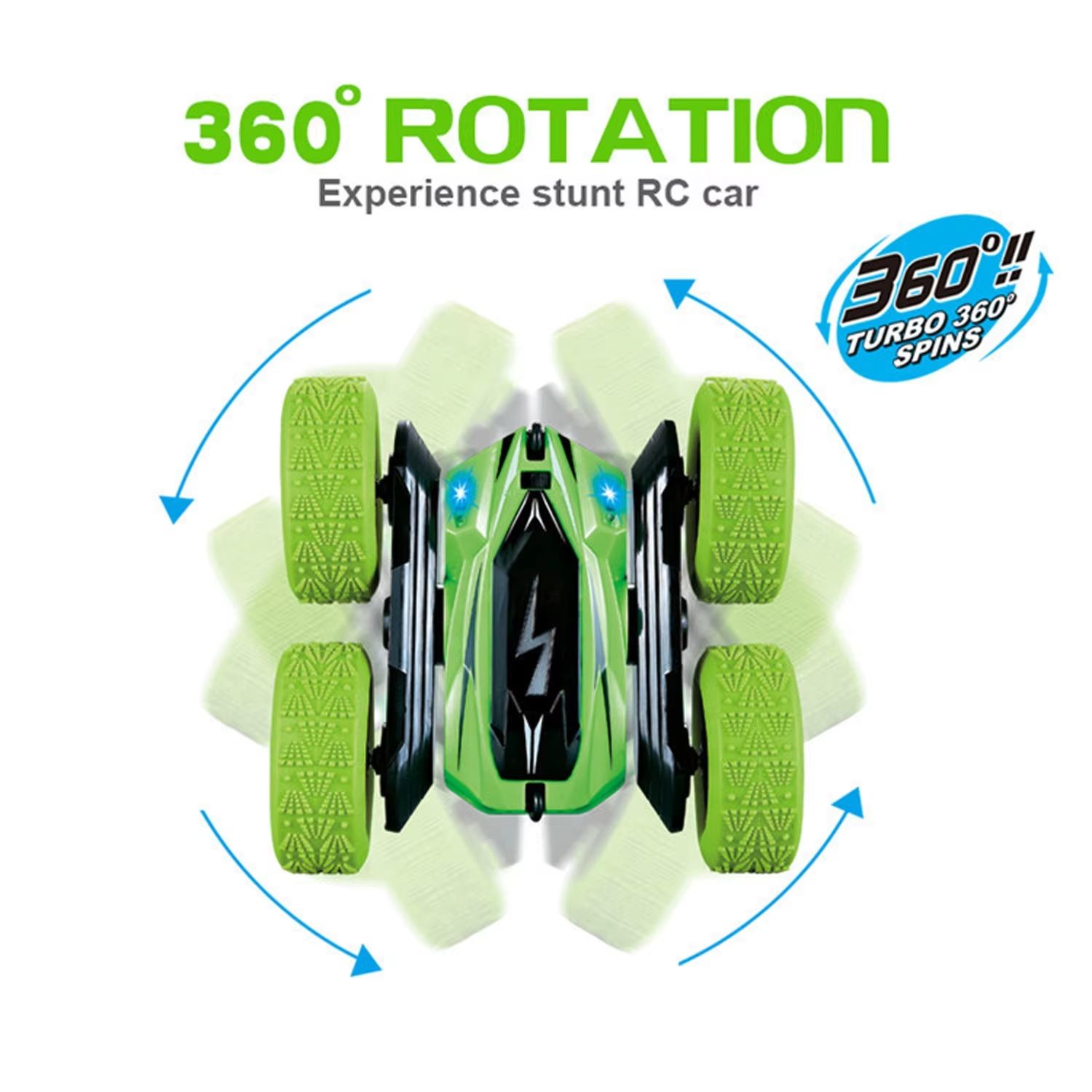 Radio-Controlled Stunt Car High-Performance 2.4GHz with 360° Rotation, LED Lights, and Durable Design - Red and Green Options (9)