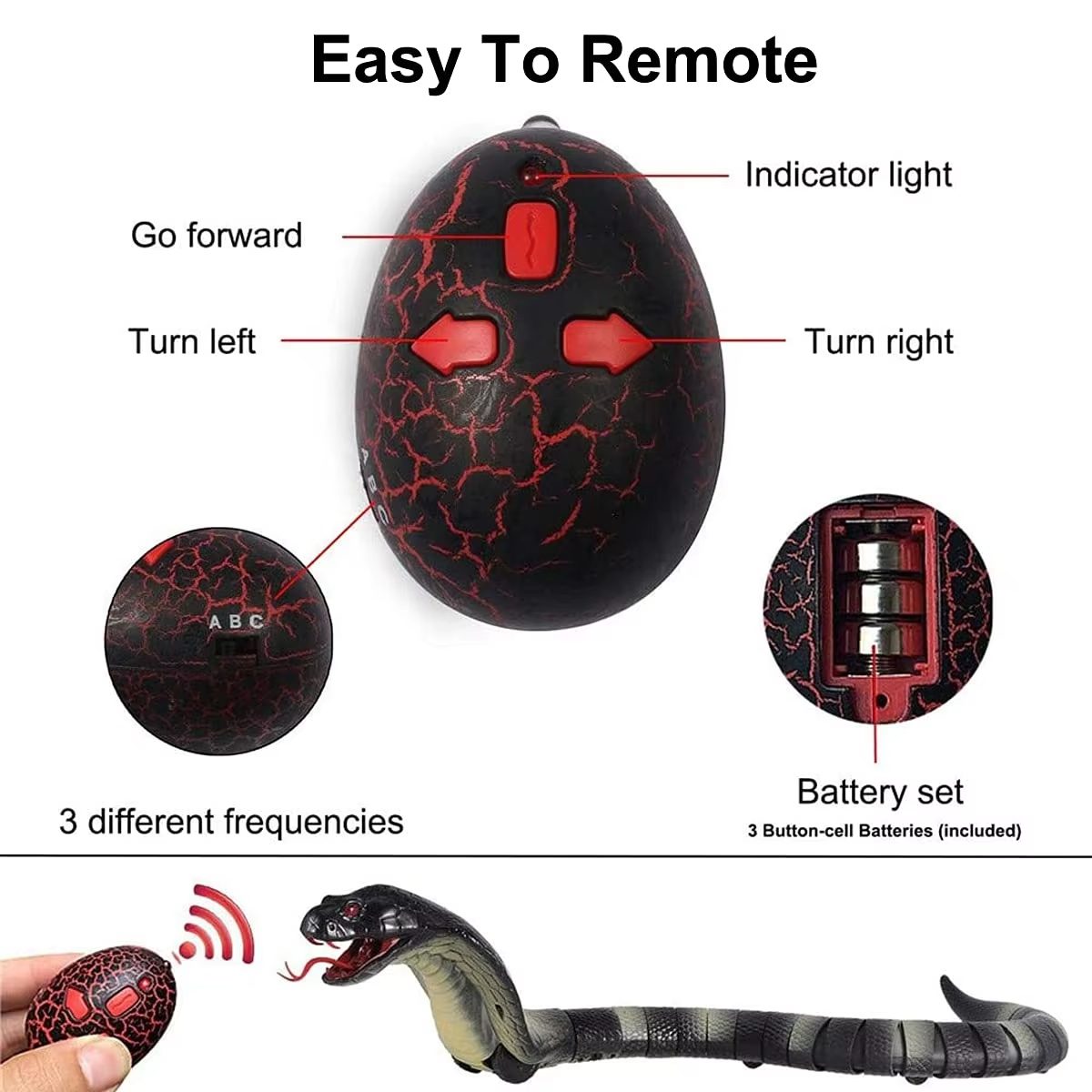 Rechargeable RC Snake Toy with IR Controller Realistic Movement, Detachable Design, and LED Eyes for Kids and Pet Owners (11)