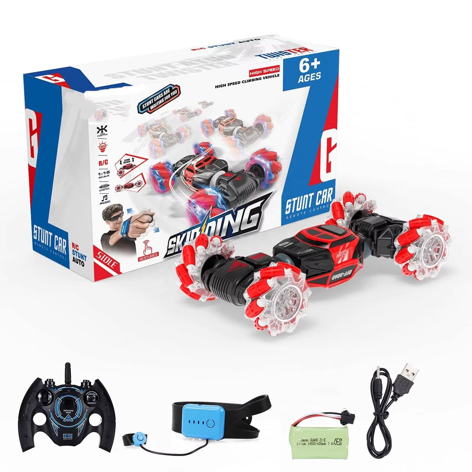 Remote Control Stunt Car with 360° Rotation, LED Lights, and Music - Double-Sided Play for Extreme Adventures (10)