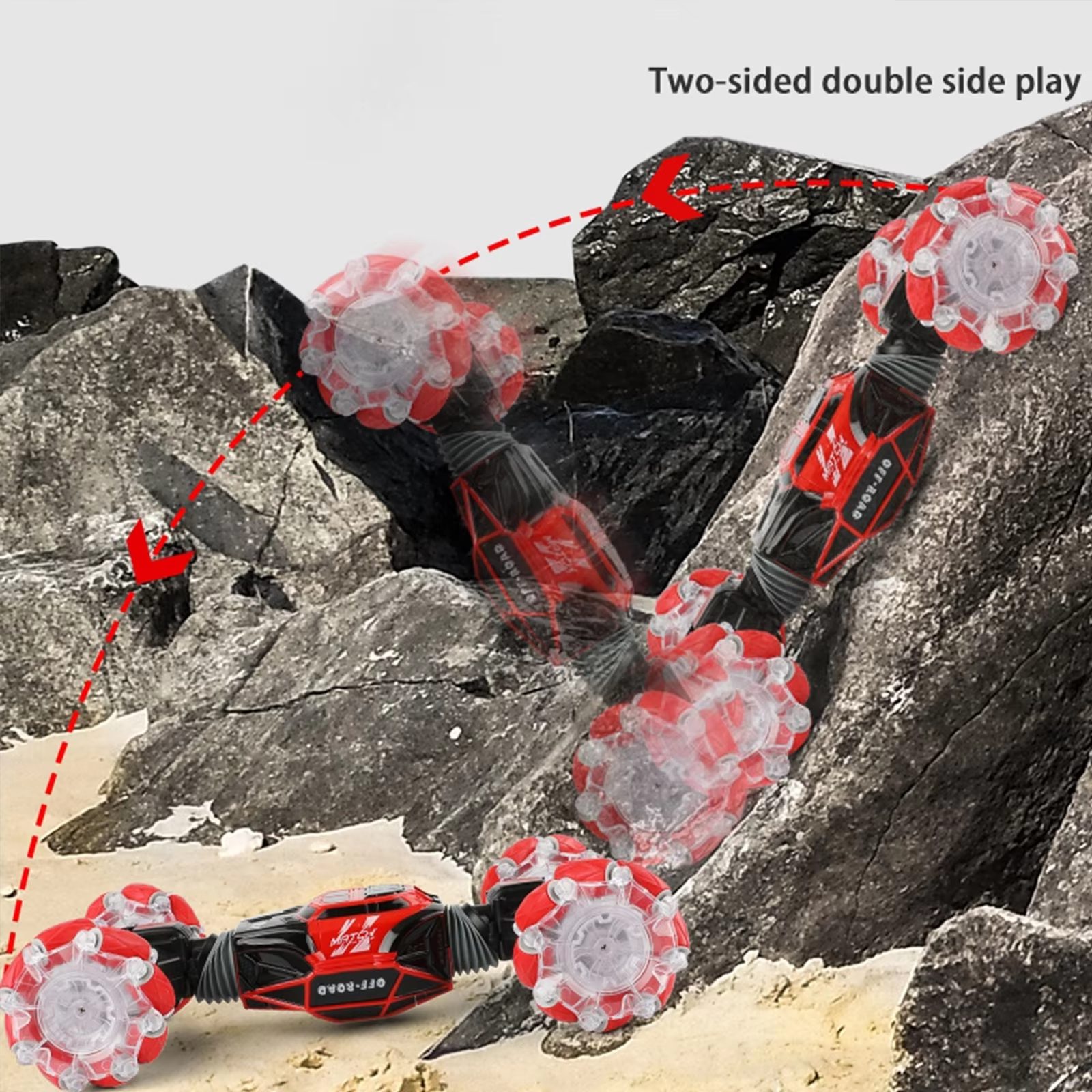 Remote Control Stunt Car with 360° Rotation, LED Lights, and Music - Double-Sided Play for Extreme Adventures (14)