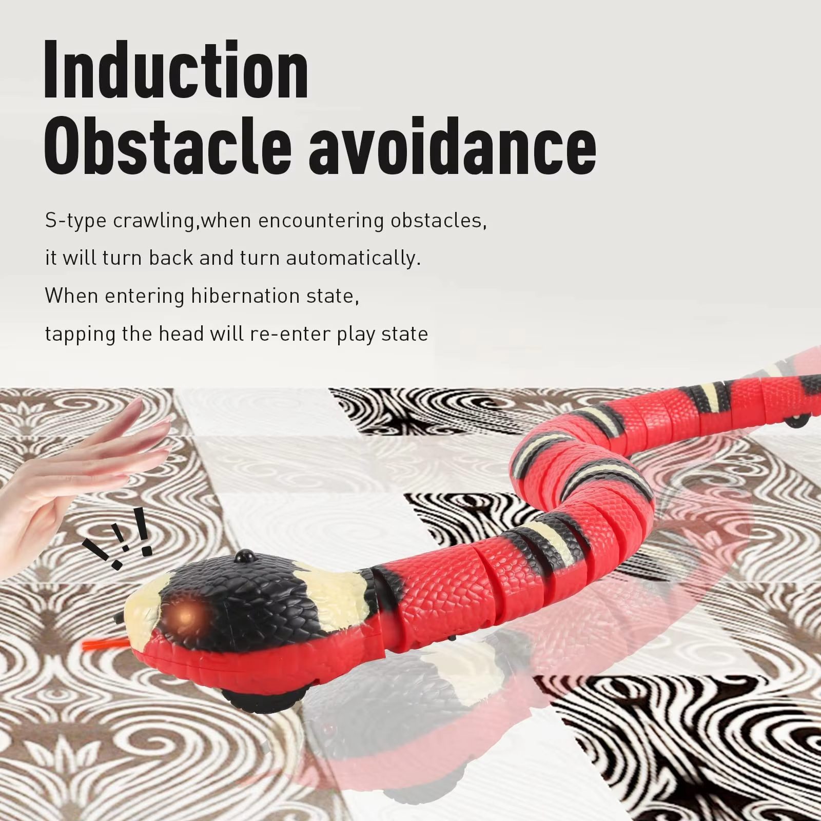 Remote-Controlled Snake Toy with Obstacle Avoidance - Interactive USB Rechargeable Pet Playmate (11)
