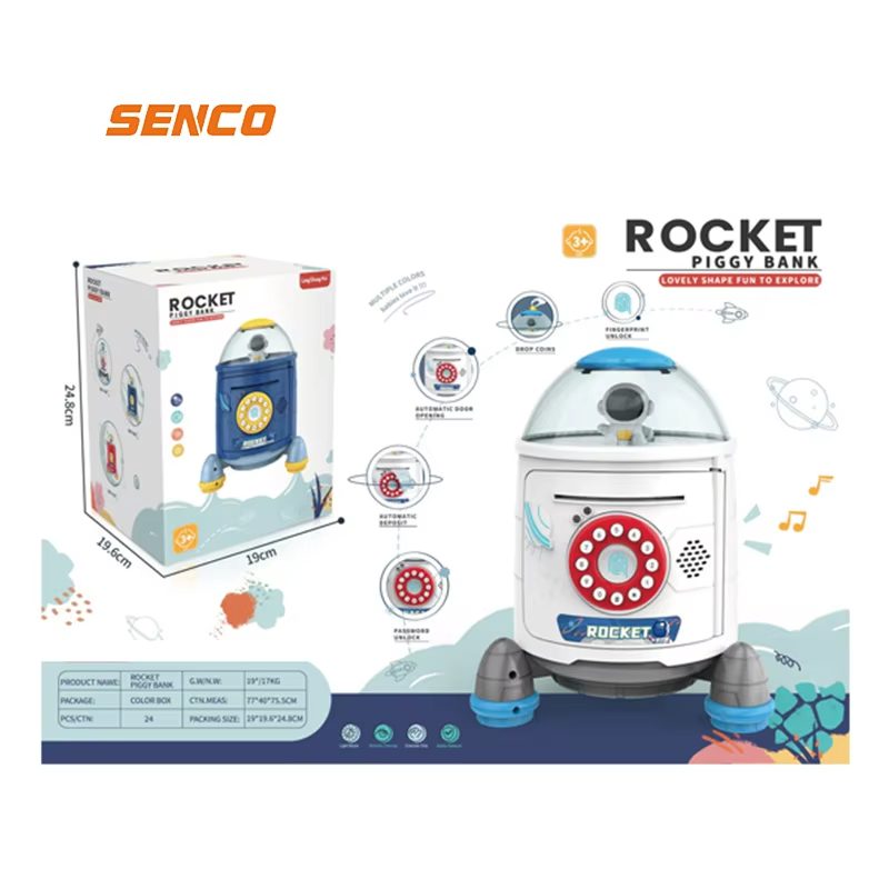 Rocket Themed Piggy Bank with Fingerprint Security - Kids' Electronic Coin and Cash Saving Toy with Story Mode and Sound Effects (13)