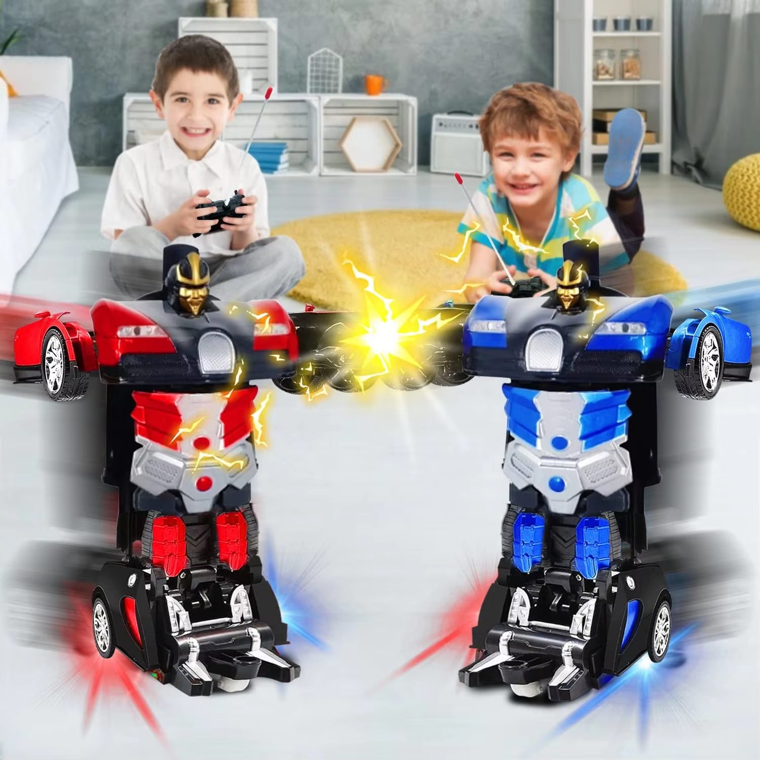 Transforming Remote Control Car with USB Rechargeable Battery - Blue and Black Robot Toy for Kids - High-Tech RC Vehicle with Cool Light and 360-Degree Rotation (12)