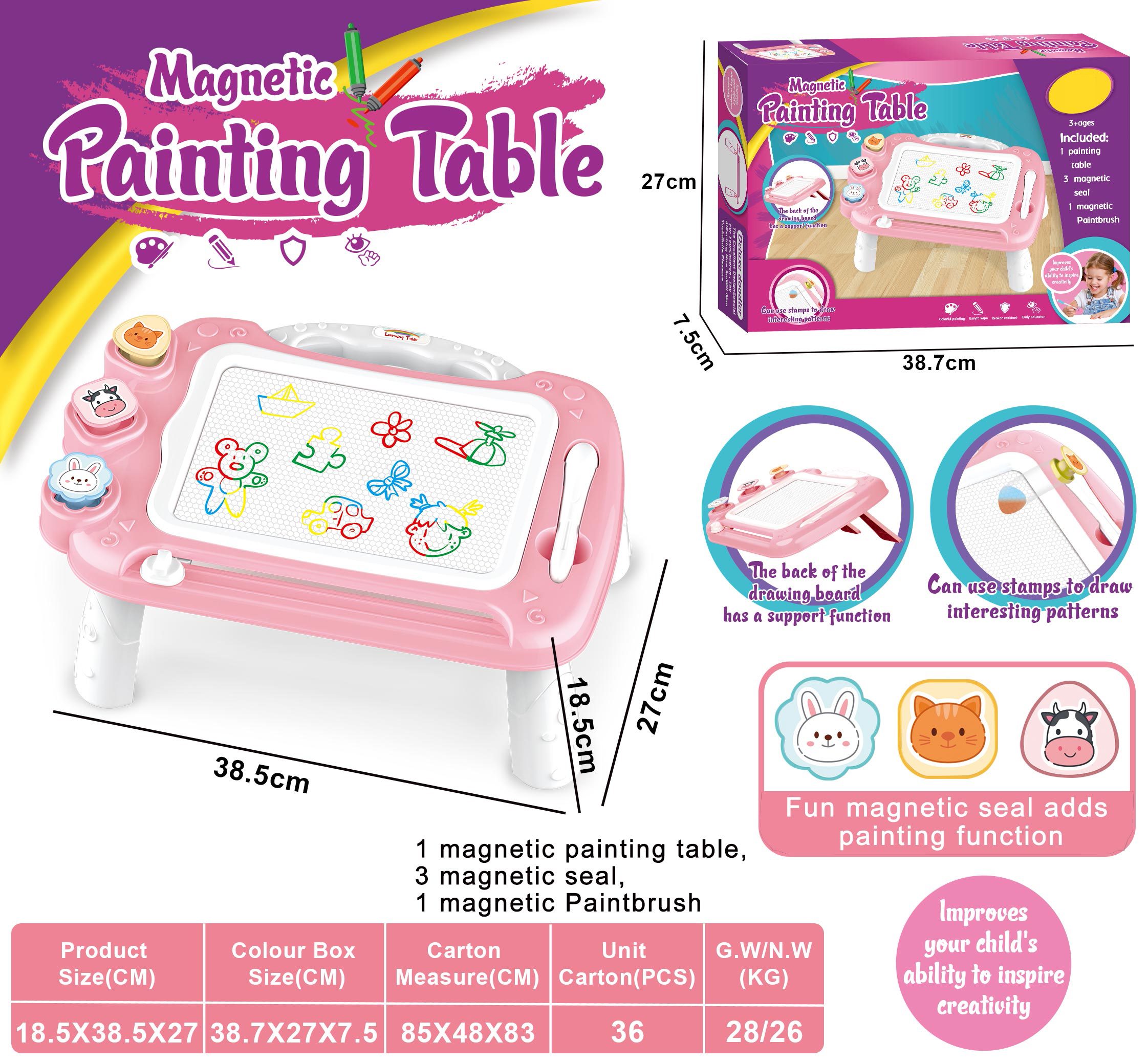 Children Creative Play-set Magnetic Painting Table with Stamps a