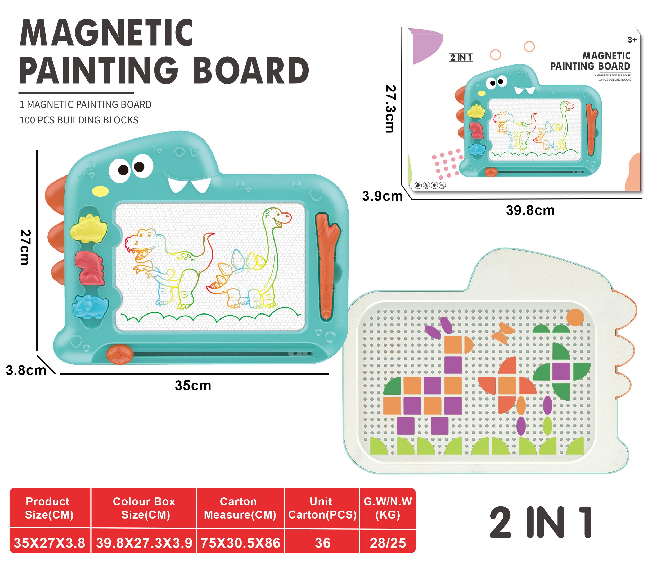 Children Creative Play-set Magnetic Painting Table with Stamps a