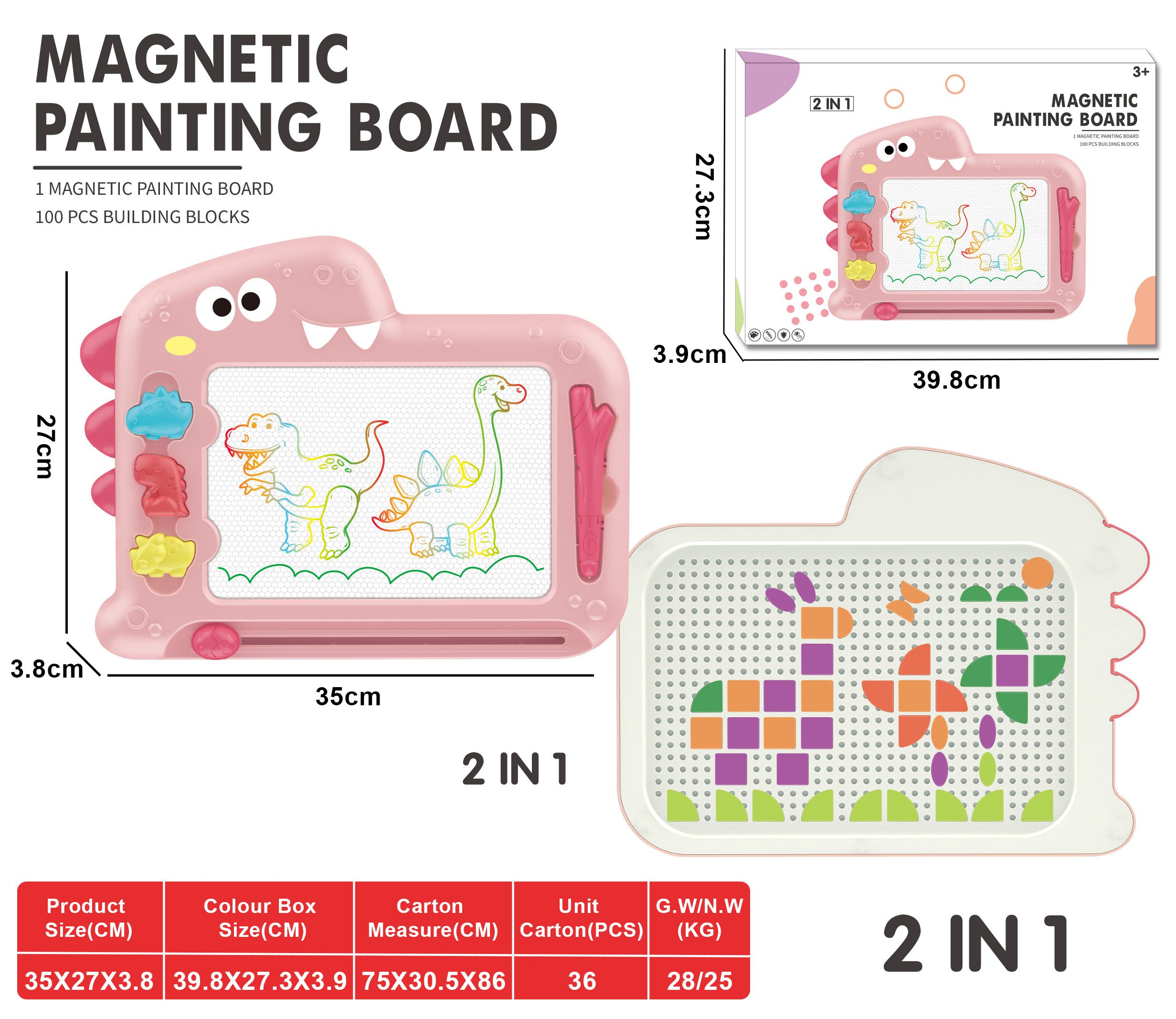 Children Creative Play-set Magnetic Painting Table with Stamps a