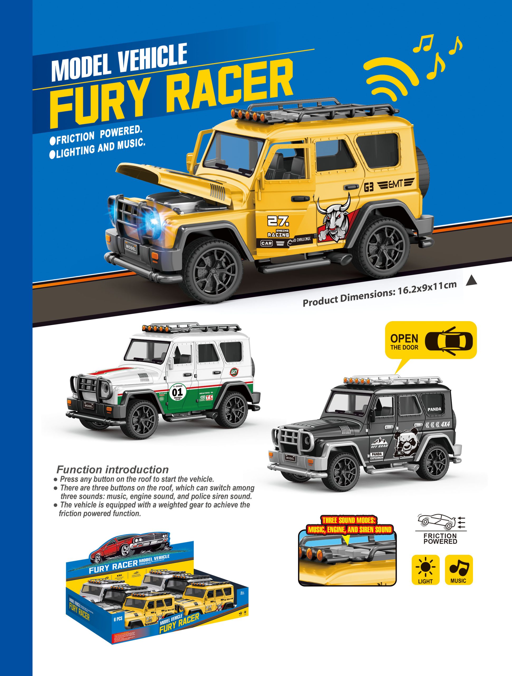 Friction Powered Model Vehicles Fury Racer Collection with Lighting and Music - Perfect Toy Cars for Kids (26)