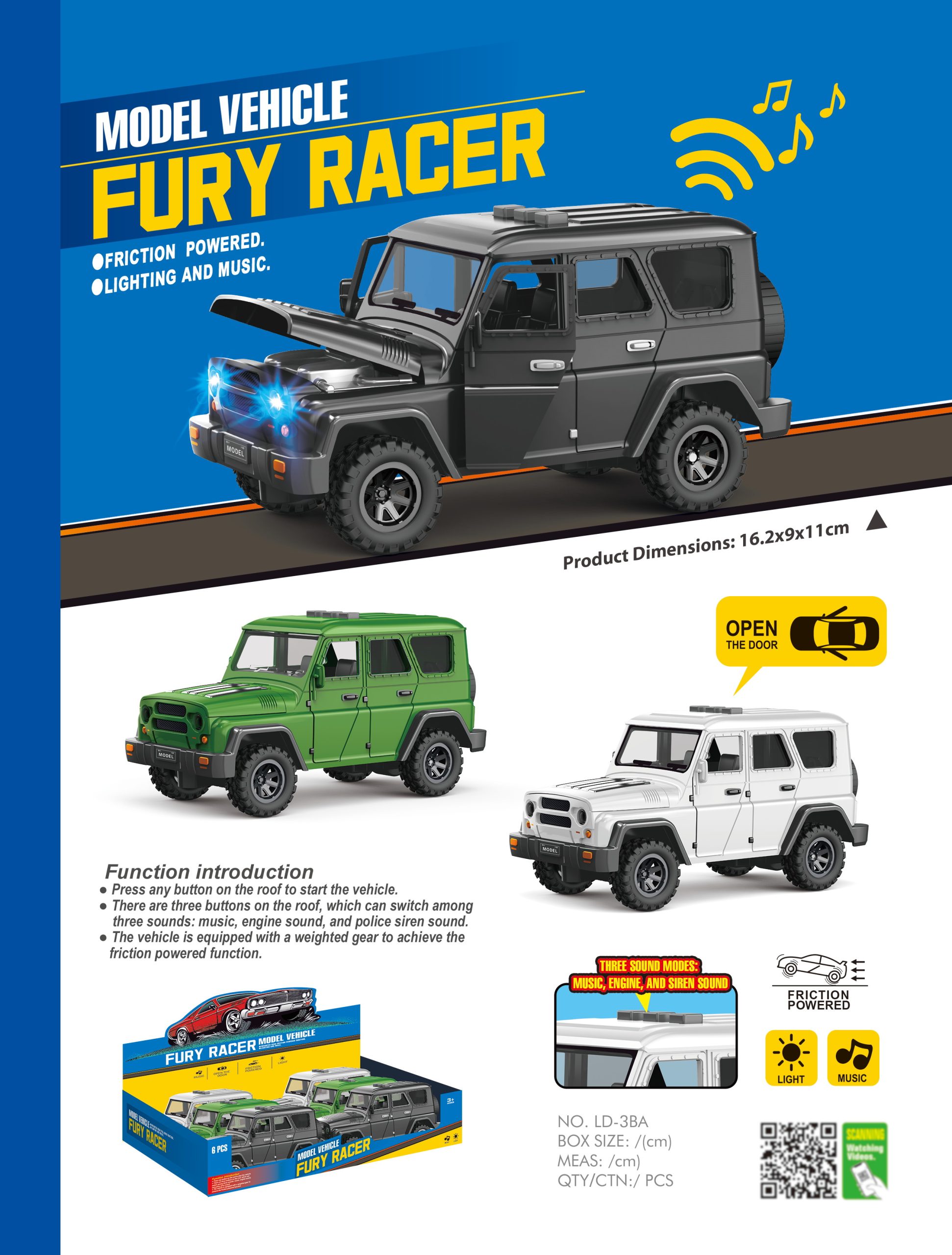 Friction Powered Model Vehicles Fury Racer Collection with Lighting and Music - Perfect Toy Cars for Kids (28)