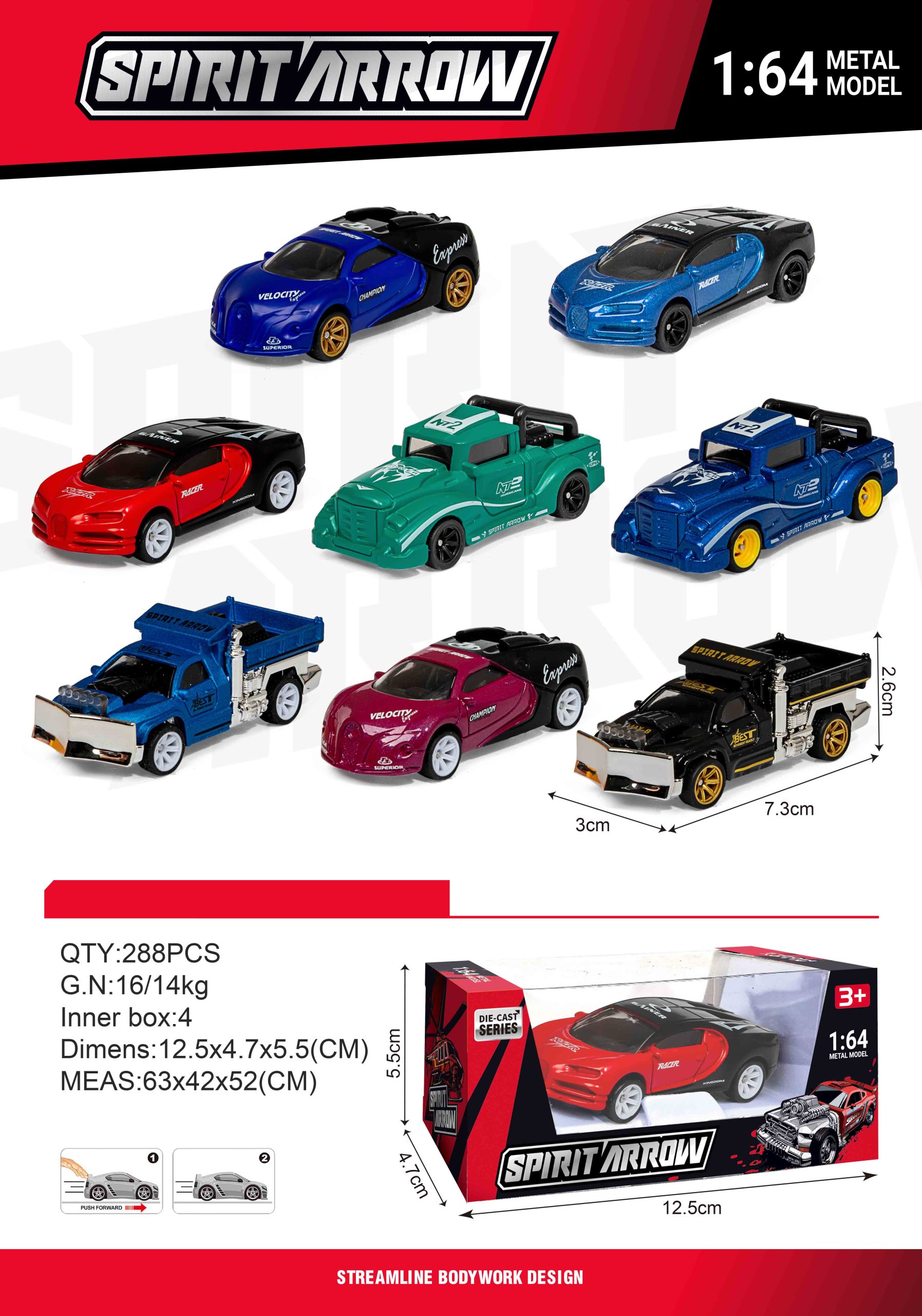 Metal Model Cars High-Quality 164 Spirit Arrow Die-Cast - Collector's Edition with Streamlined Design and Vibrant Colors (11)