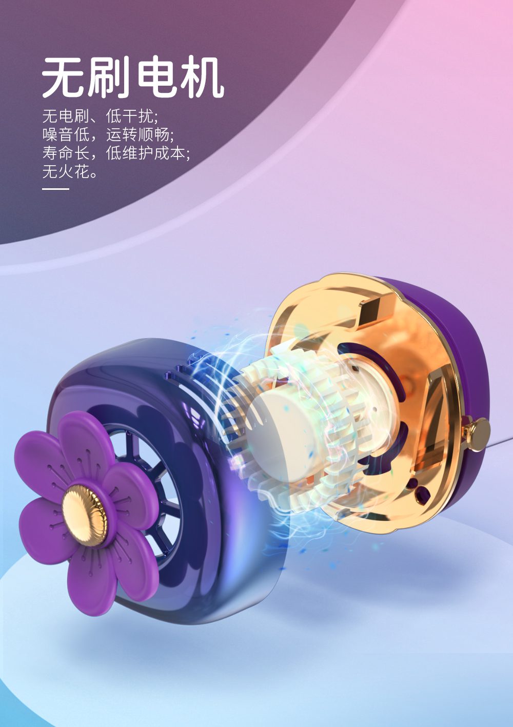 Flower Design USB Fan - 3-Speed Adjustable, Lightweight, and Rechargeable for Summer Cooling (6)